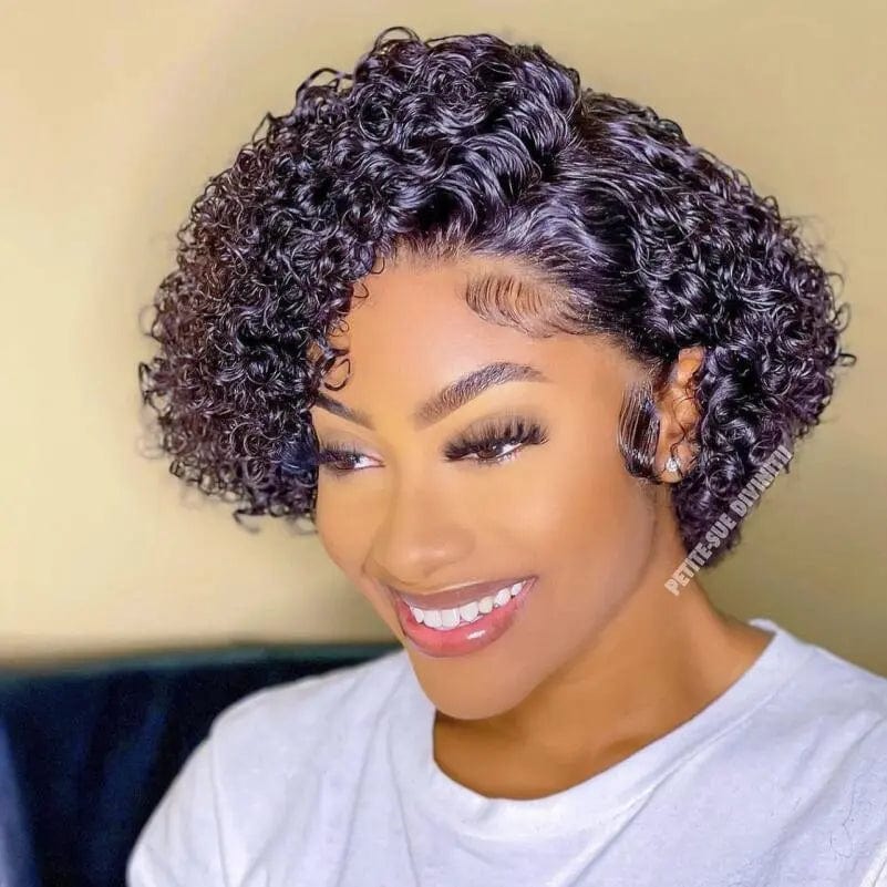 8 Inches / 8in 180% Density Short Pixie Cut Curly Wig