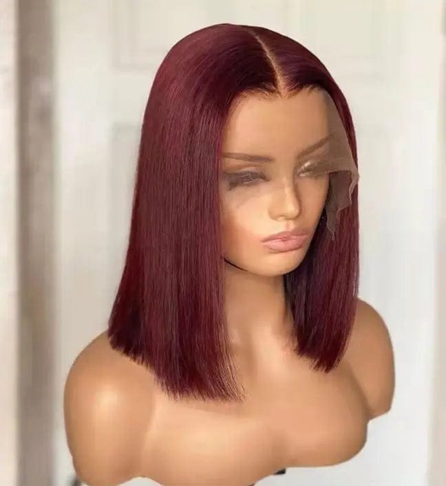 8 Inches / 99J T-part Hot Selling Highlight Brown Wavy Short Bob Wig Human Hair Lace Front Wigs T-part Wigs