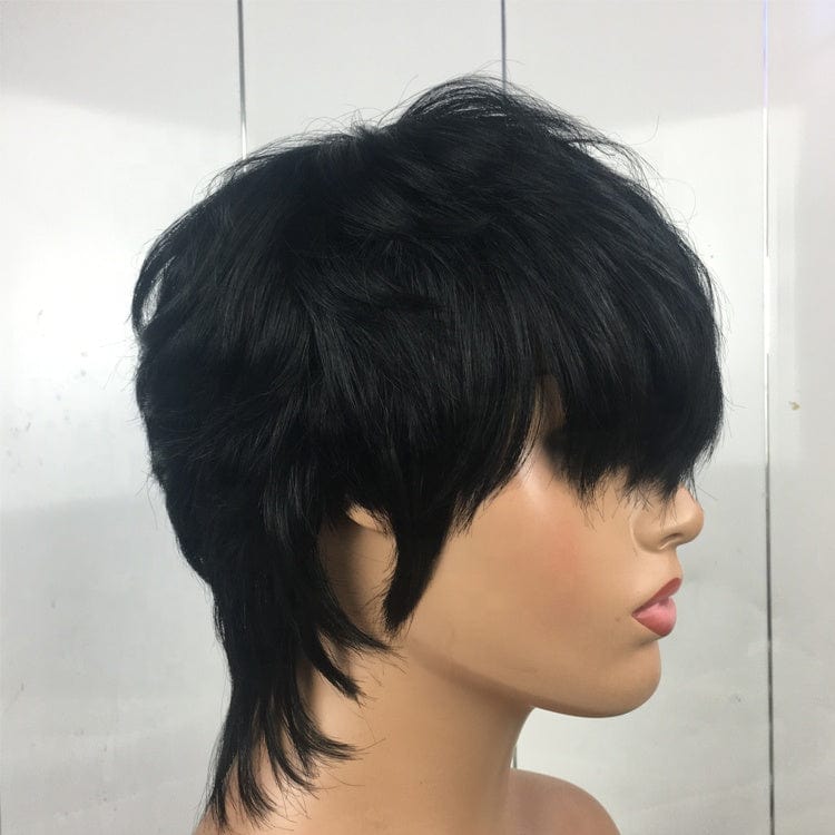 8 Inches / black (No lace wig ) Pixie Cut wig Black 1b/27 Honey Blonde Short Virgin Human Hair None lace Machine made wigs