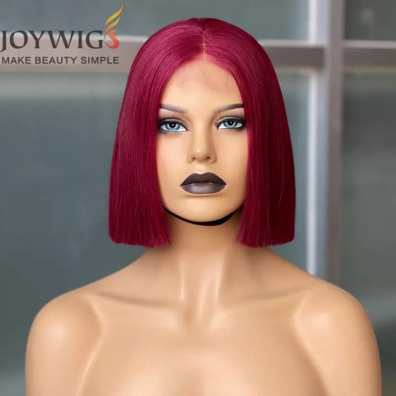 8 Inches / Burgundy Joywigs 2022 Hot Selling 8inch 180% Blunt Cut