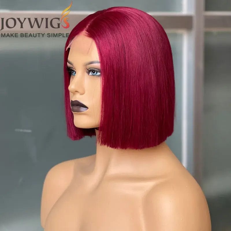 8 Inches / Burgundy Joywigs 2022 Hot Selling 8inch 180% Blunt Cut