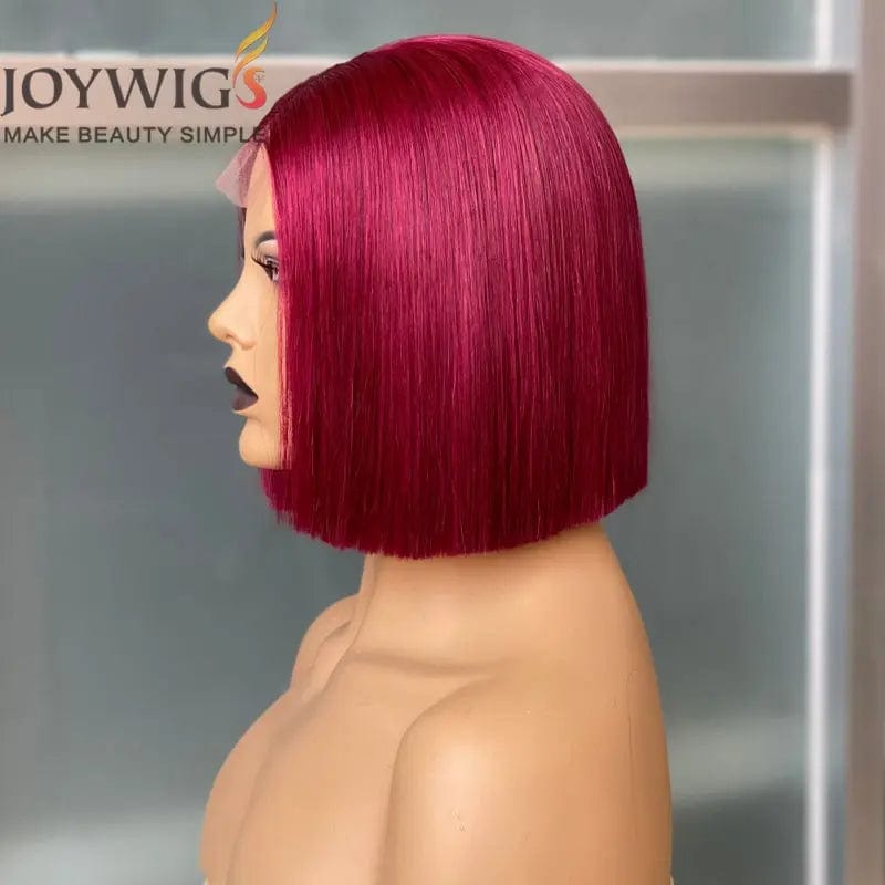 8 Inches / Burgundy Joywigs 2022 Hot Selling 8inch 180% Blunt Cut