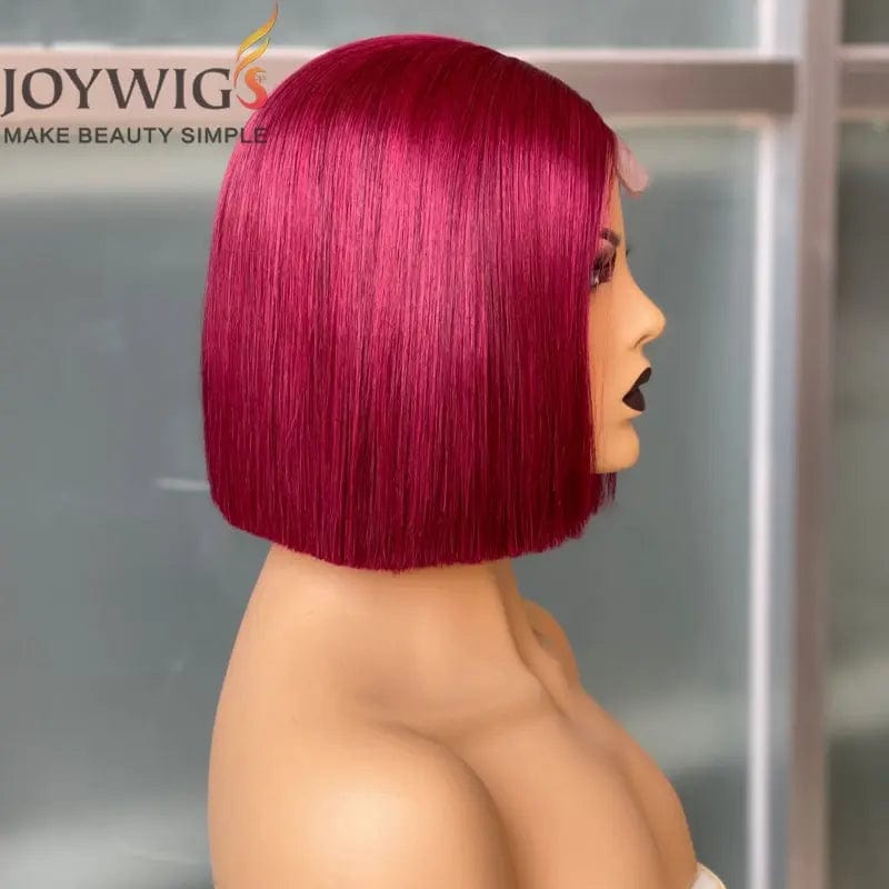 8 Inches / Burgundy Joywigs 2022 Hot Selling 8inch 180% Blunt Cut