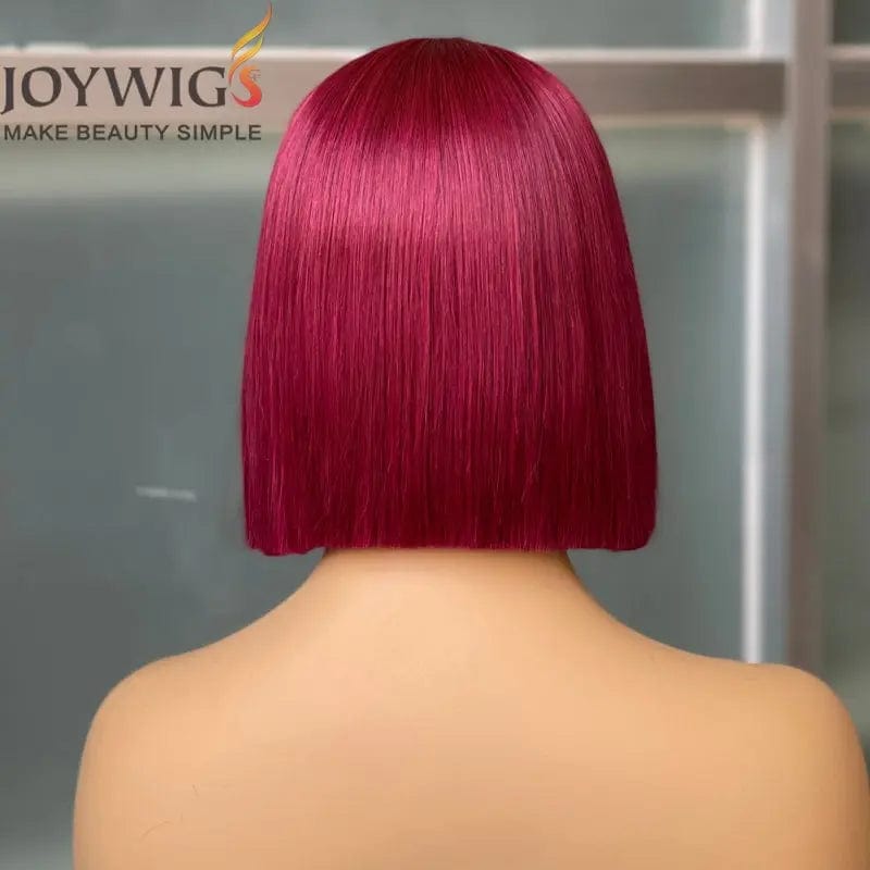 8 Inches / Burgundy Joywigs 2022 Hot Selling 8inch 180% Blunt Cut