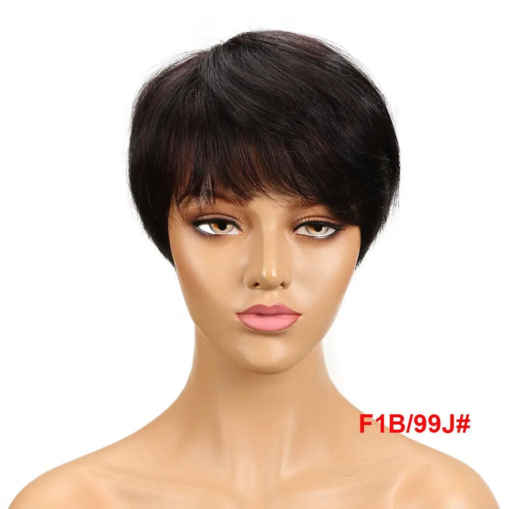 8 Inches / F1B/99J JOEDIR Short Cut Straight Hair Wigs Peruvian Hair