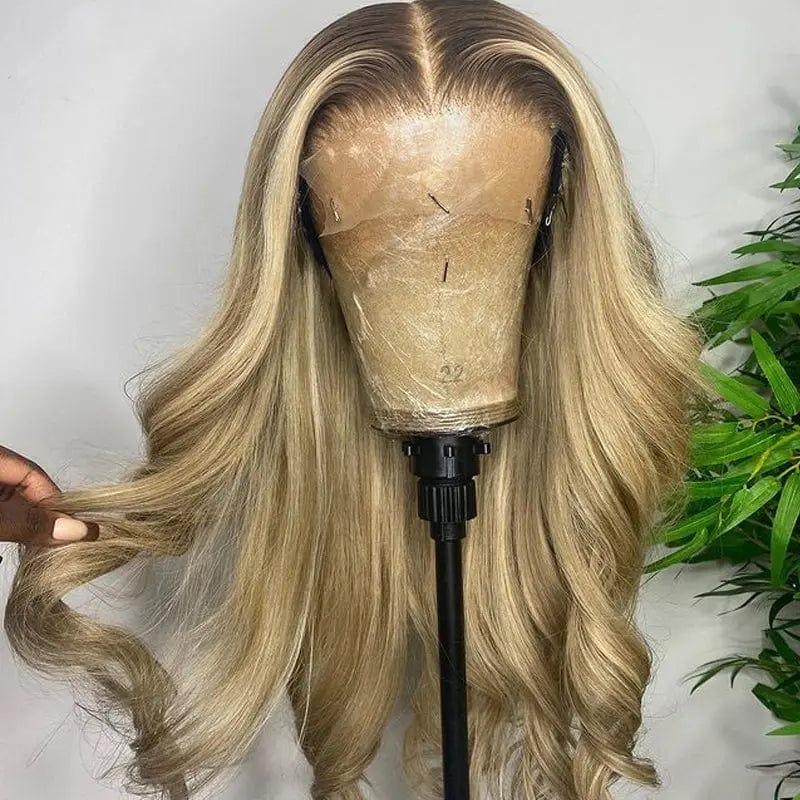 8 Inches / #highlight blonde Luxury Long Wigs Body Wave Cuticle Aligned 100% Vietnamese Real Human Hair Lace Front Wigs