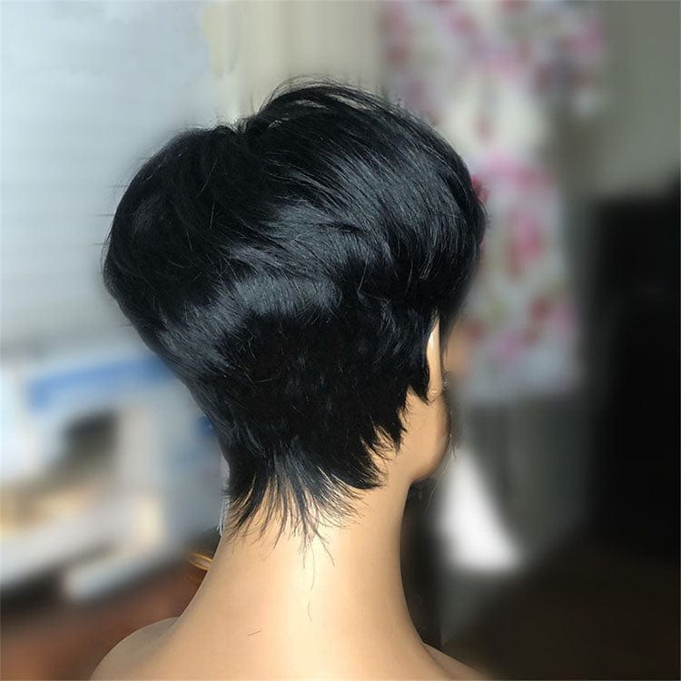 8 Inches / machine made wig perruque pixie cut wig human hair wholesale factory directly supply machine made 6 inch short wigs pixie wig