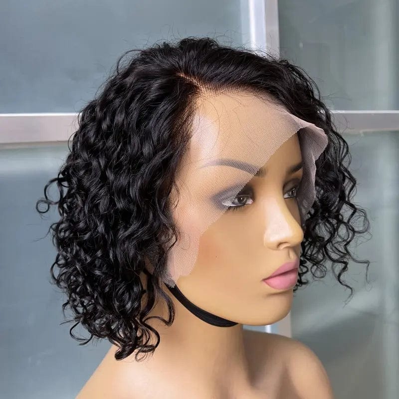 8 Inches / natural black Density Lace Front Natural Weaves and Wigs