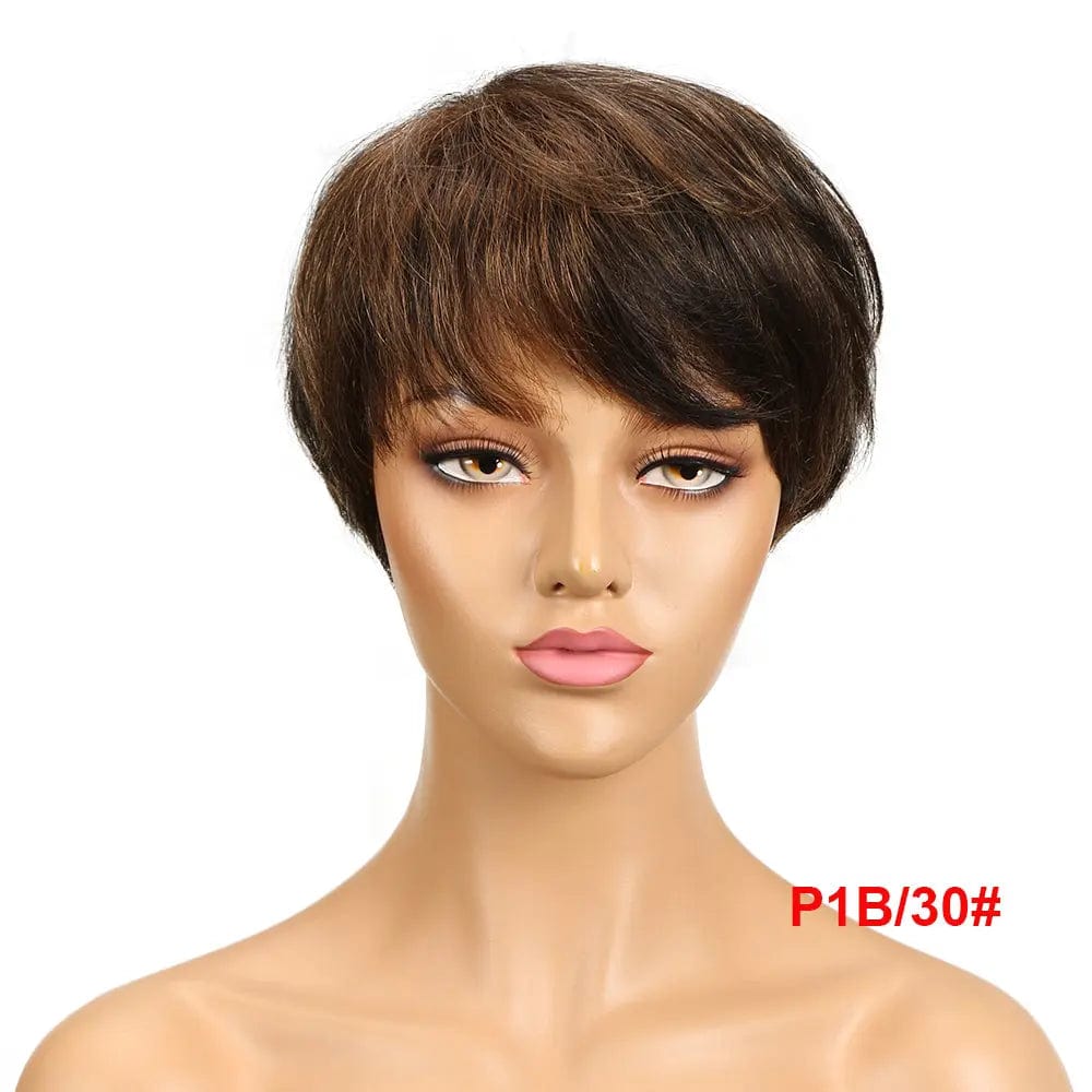 8 Inches / P1B/30 JOEDIR Short Cut Straight Hair Wigs Peruvian Hair