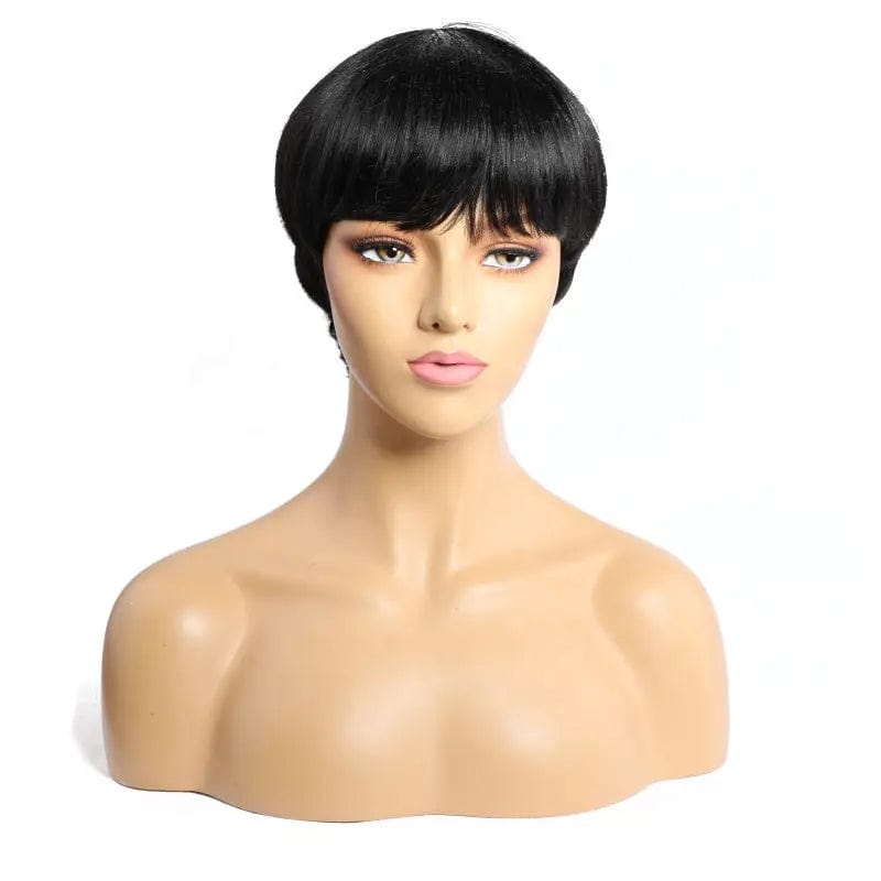 8 Inches / pixie Machine Made Straight Indian Human Hair Wig