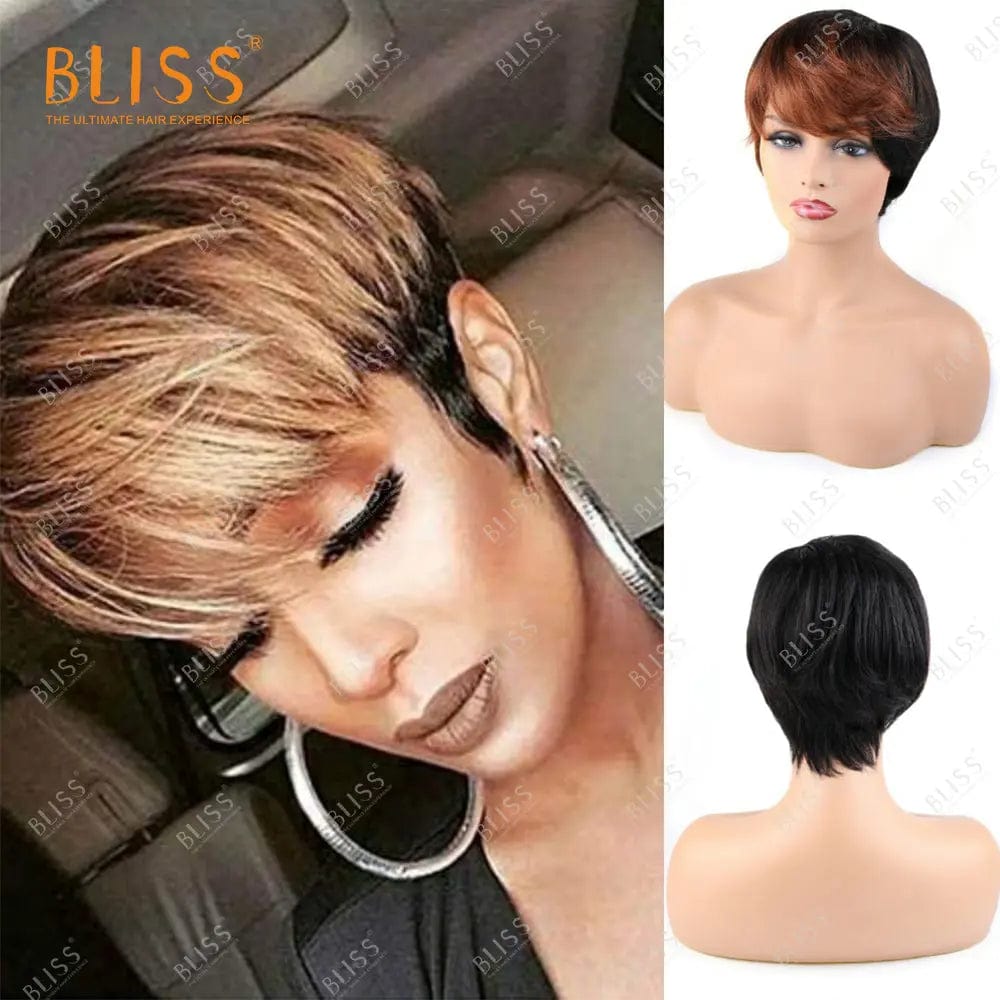 8 Inches / short wig 15 Bliss Human Hair Lace Front Wigs Closure Bob Wigs