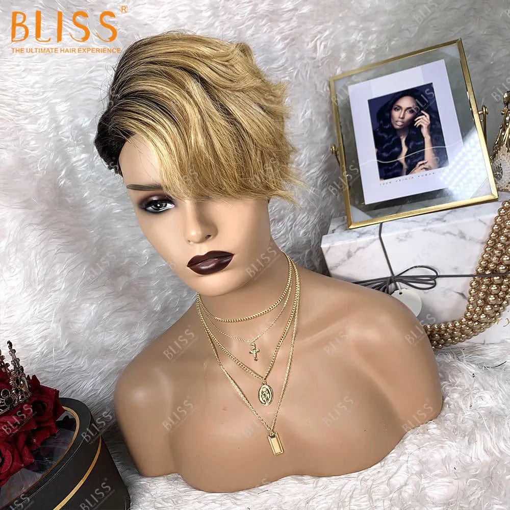 8 Inches / short wig 6 Bliss Human Hair Lace Front Wigs Closure Bob Wigs