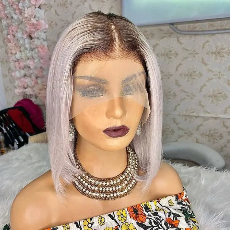 8 Inches / Silver Top Selling Short Silky Straight Ombre Wig