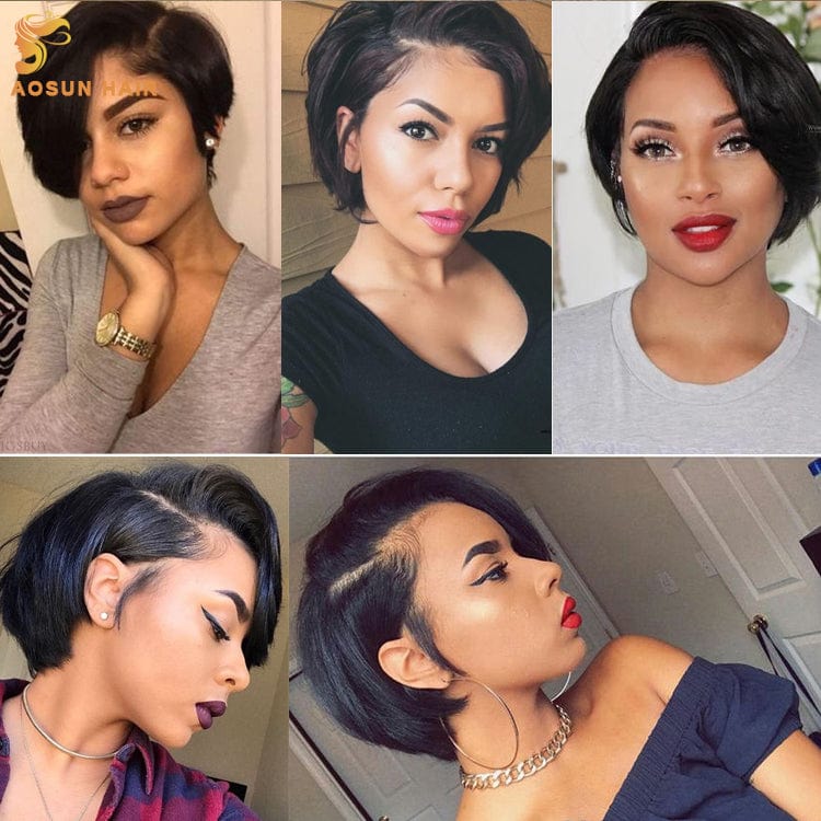 8 Inches / straight pixie wig Top Quality Short Pixie Cut Wig, Pixie Wigs Human Hair, Cheap Price Pixie wigs for Black Women