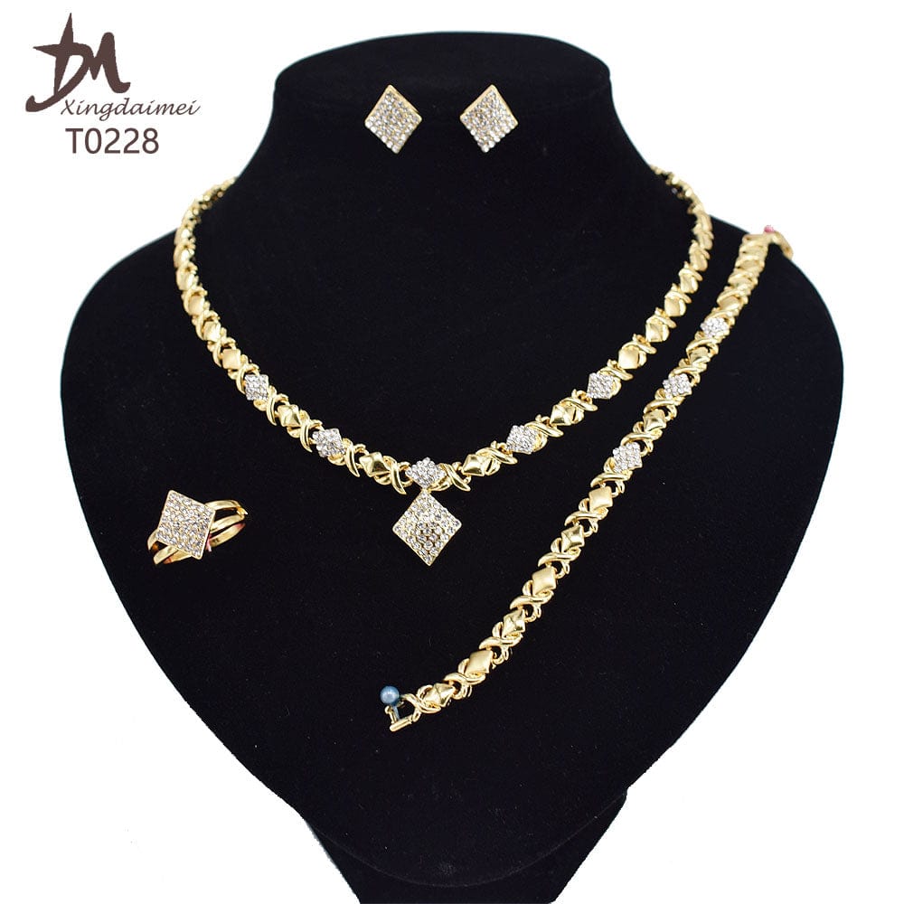 8 / T0228 T0173 african High quality 18k gold XOXO plating jewelry set