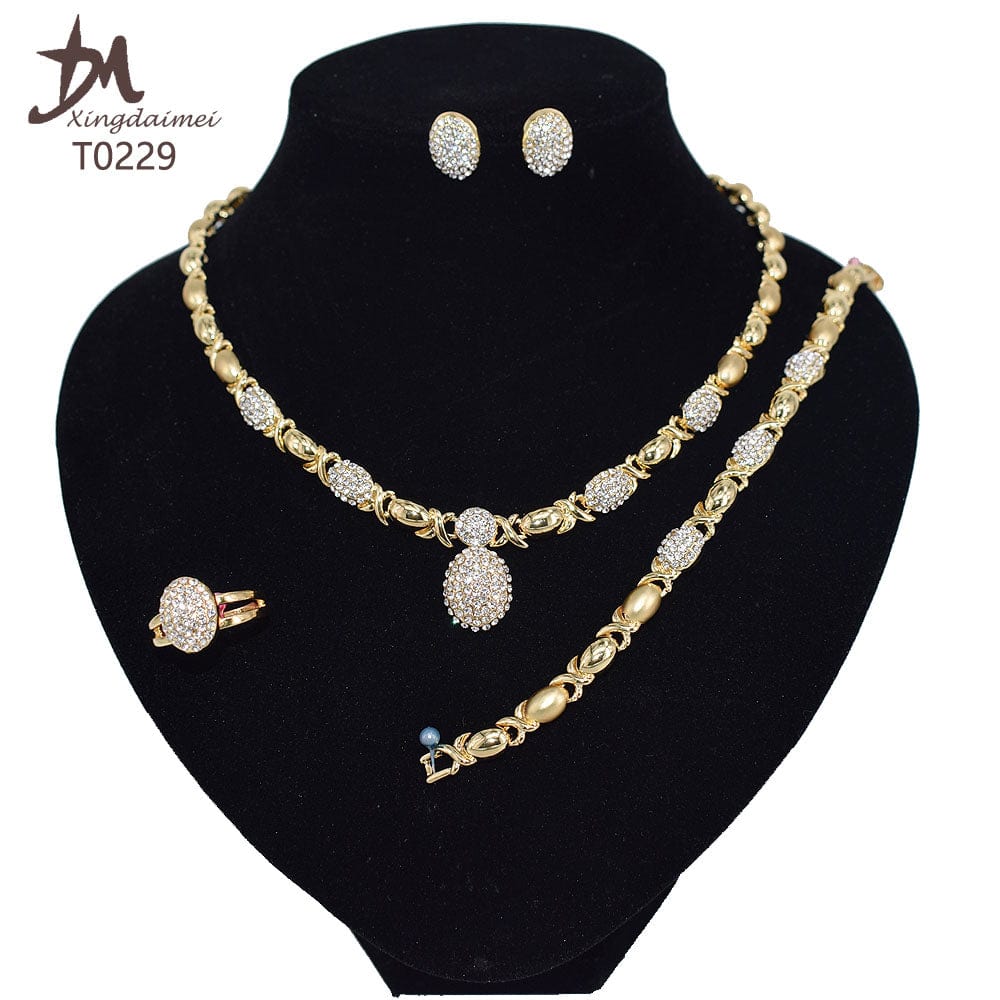 8 / T0229 T0173 african High quality 18k gold XOXO plating jewelry set