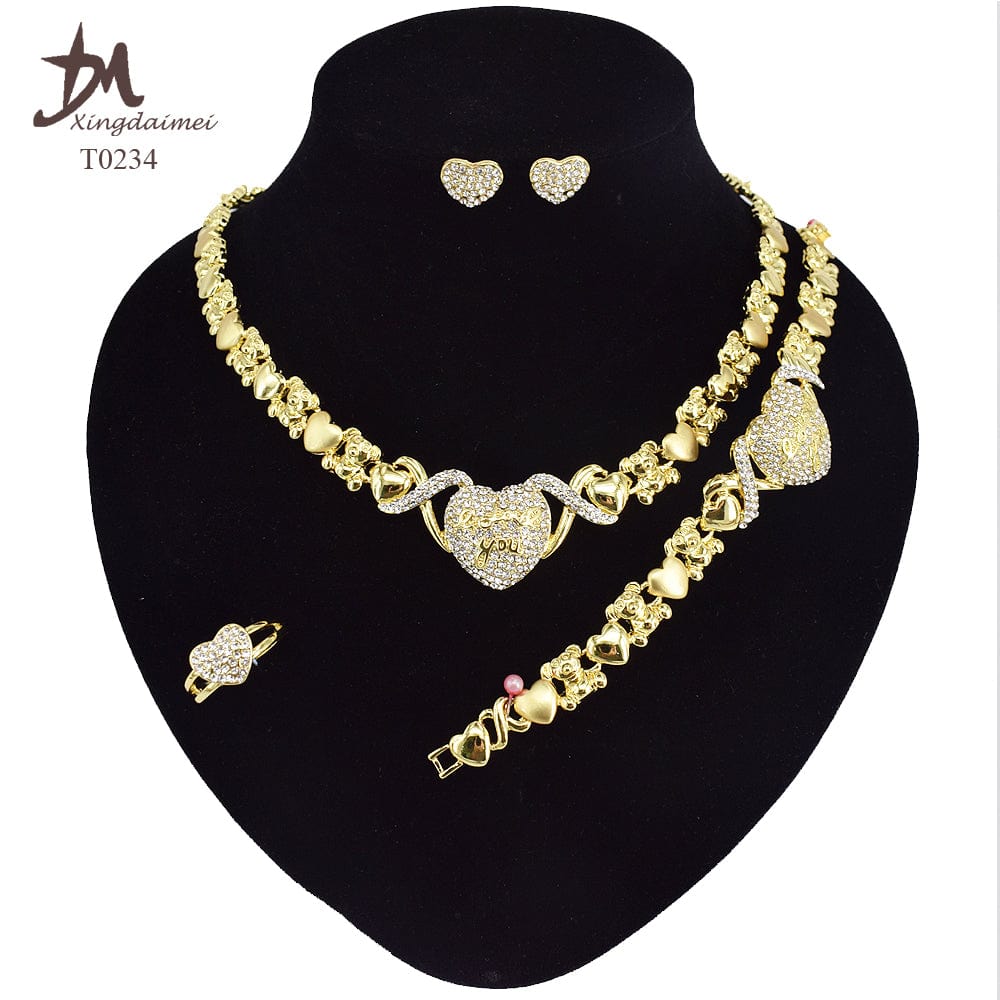 8 / T0234 T0173 african High quality 18k gold XOXO plating jewelry set