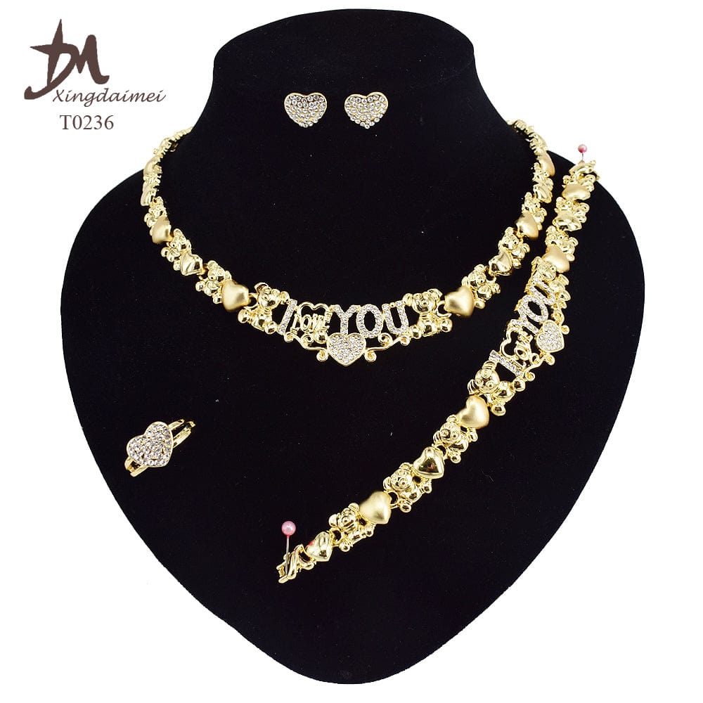 8 / T0236 T0173 african High quality 18k gold XOXO plating jewelry set