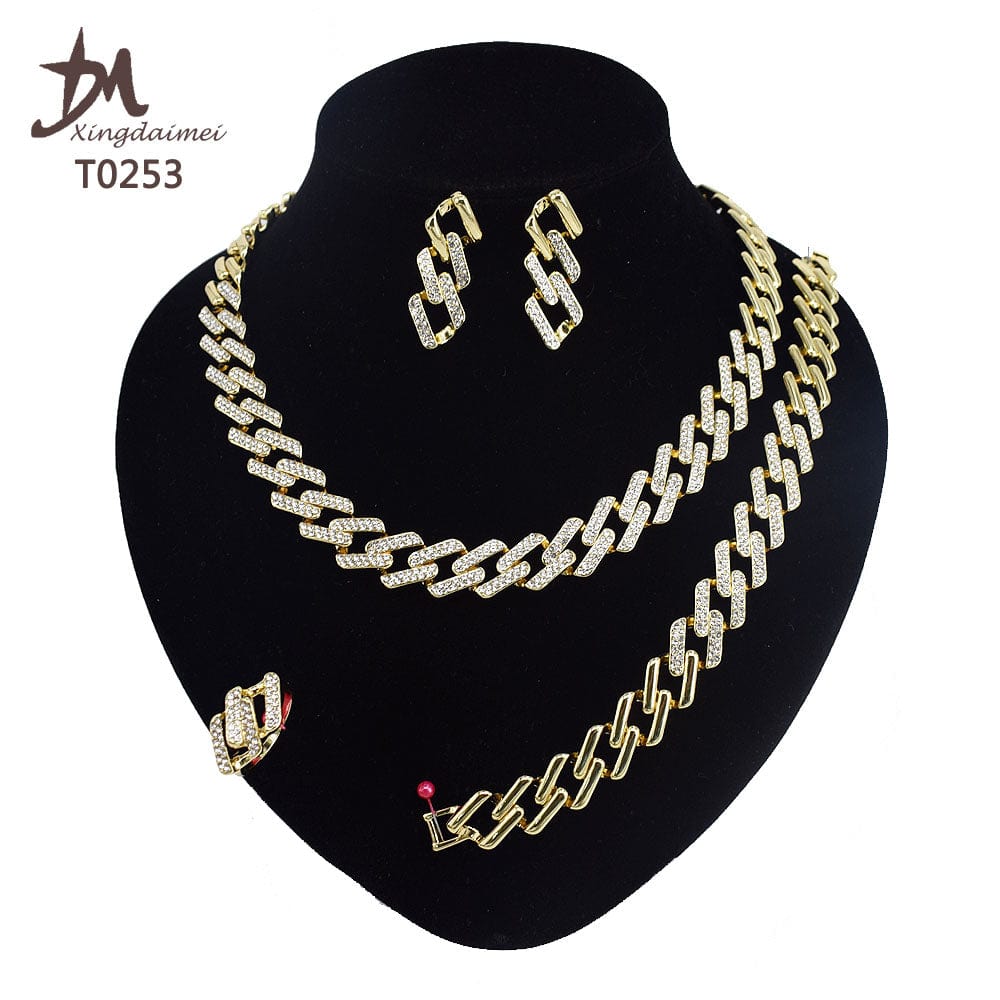 8 / T0253 T0173 african High quality 18k gold XOXO plating jewelry set