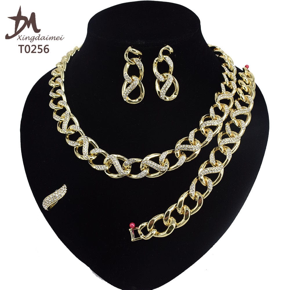 8 / T0256 T0173 african High quality 18k gold XOXO plating jewelry set