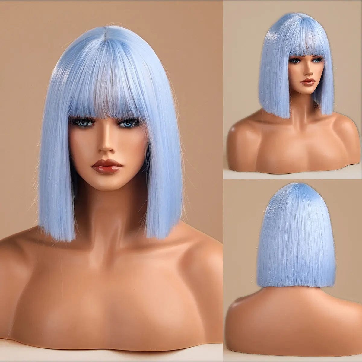 8026-1 HAIRCUBE Wigs Supplier Synthetic Wig Medium Long Light Blue Hair Wigs For Daily Party Cosplay Heat Resistant Fiber Hair