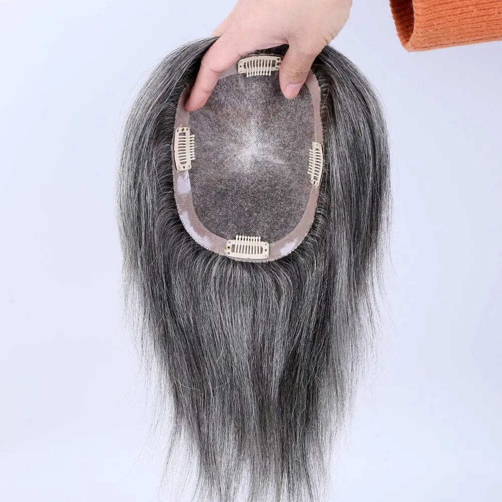 8inches / 1B&white / 5x6 European Monofilament Base Short Style Gray Hair