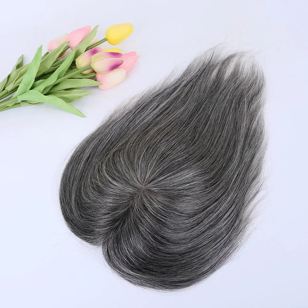 8inches / 1B&white / 5x6 European Monofilament Base Short Style Gray Hair