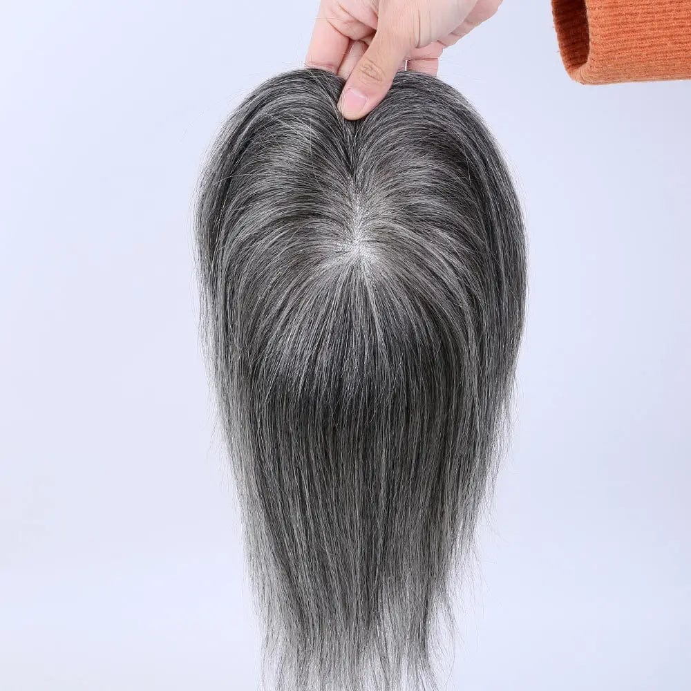 8inches / 1B&white / 5x6 European Monofilament Base Short Style Gray Hair