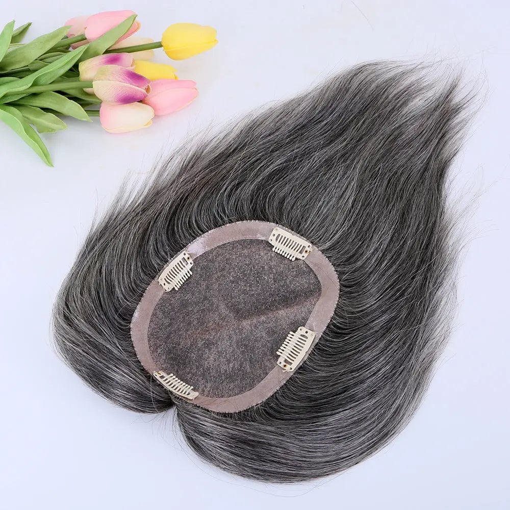 8inches / 1B&white / 5x6 European Monofilament Base Short Style Gray Hair