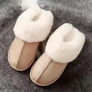 9.5 / Beige Plush Warm Home Lightweight Soft Comfortable Winter Women's Cotton snow boots