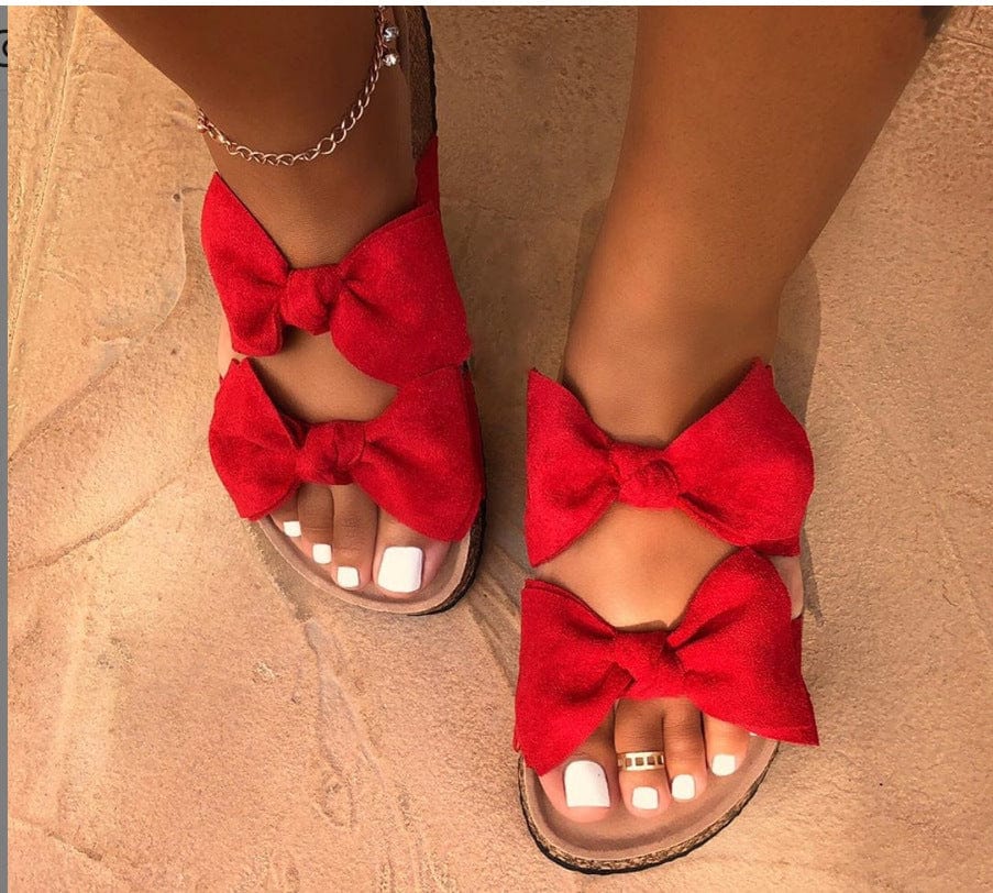 9.5 / Red 2022 Lady Flat Sandal Causal Shoes Summer Slippers for Women Beach