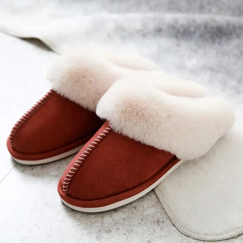 9.5 / Red Plush Warm Home Lightweight Soft Comfortable Winter Women's Cotton snow boots