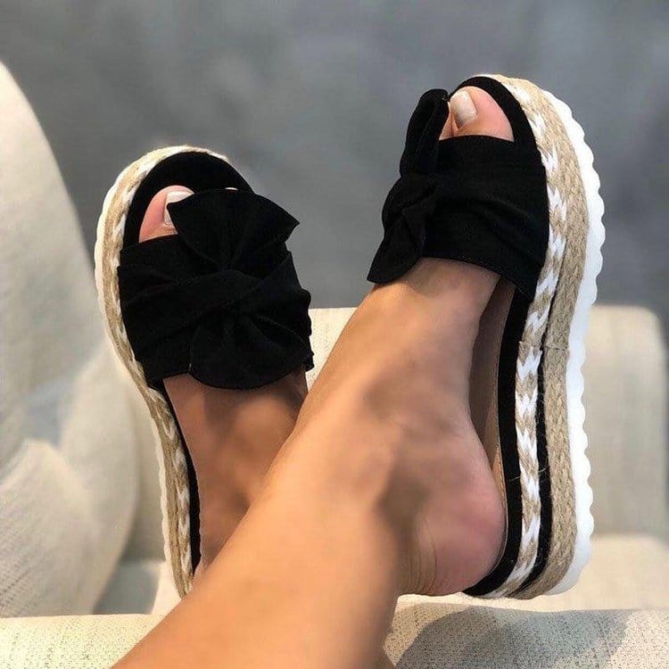 9 / black TX493 New Style beautiful bow sandals summer shoes for girls women flat sandals slippers for ladies