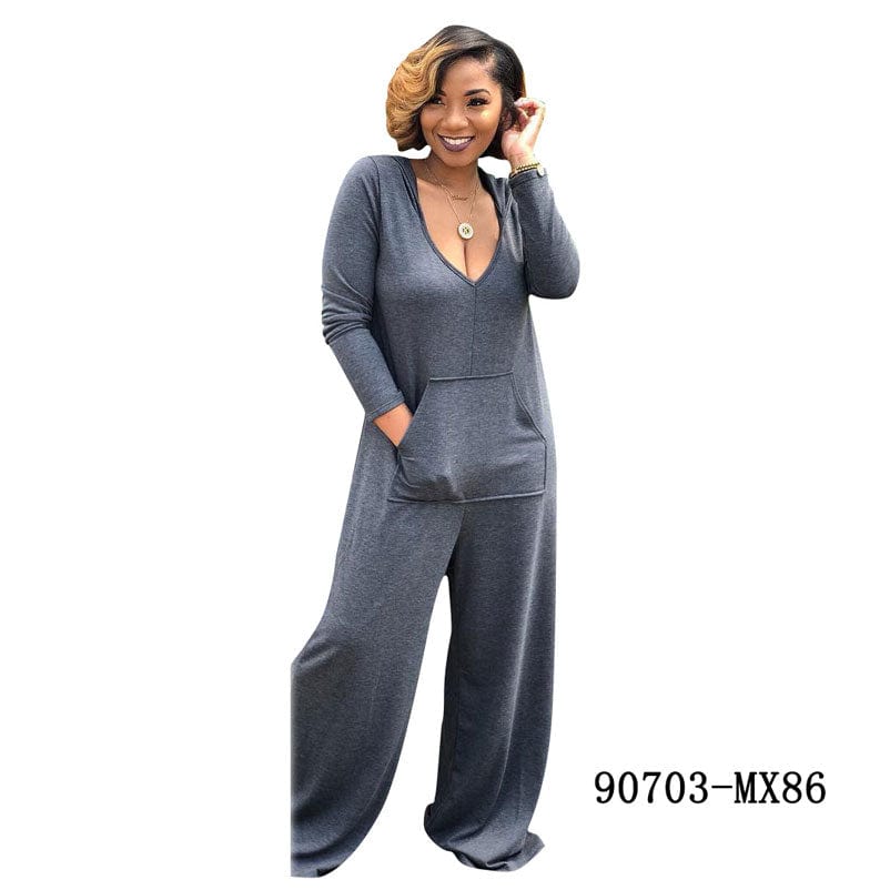 90703-MX86 2019 autumn long sleeve loose women casual jumpsuits