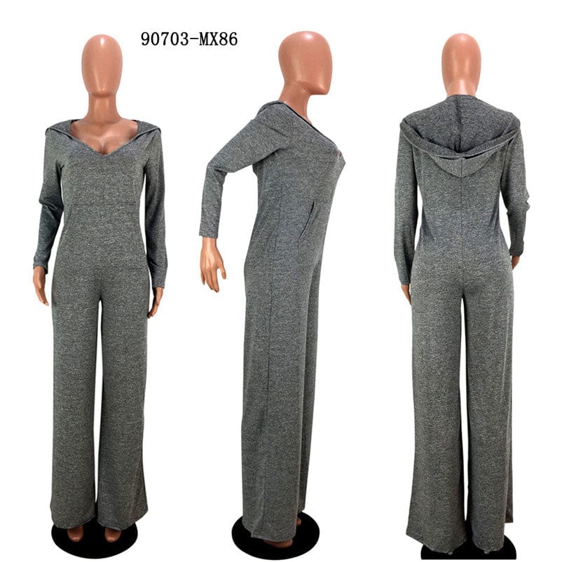 90703-MX86 2019 autumn long sleeve loose women casual jumpsuits