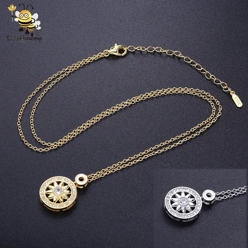 925 Sterling Silver 18k Gold Plated Sun Flower Pendant Hiphop Jewelry Necklace