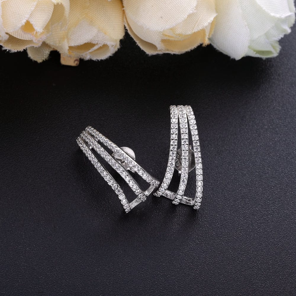 925 Sterling Silver Zirconia Ring / 925 Sterling Silver Zirconia Earring / YYE200 Slovehoony 925 Sterling Silver fashion drop Earrings 2023 women hoops with bling bling