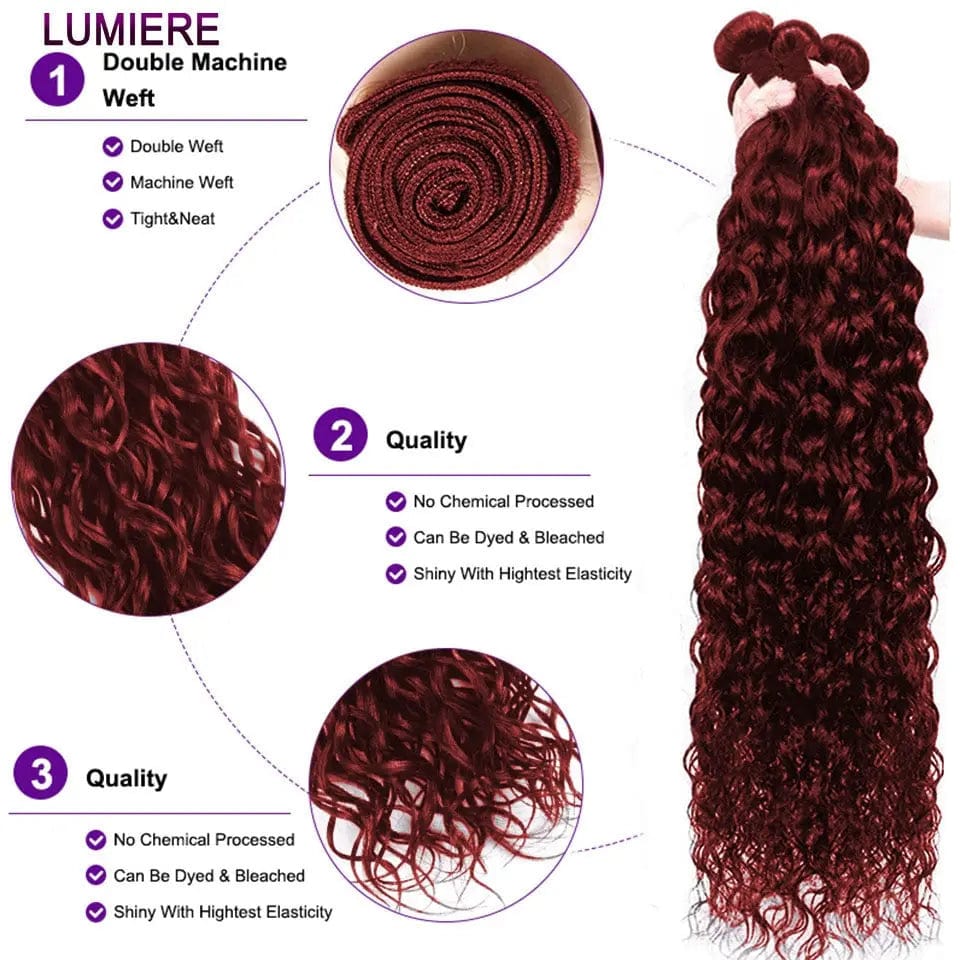 99J Dark Burgundy Ｗater Wave Bundles