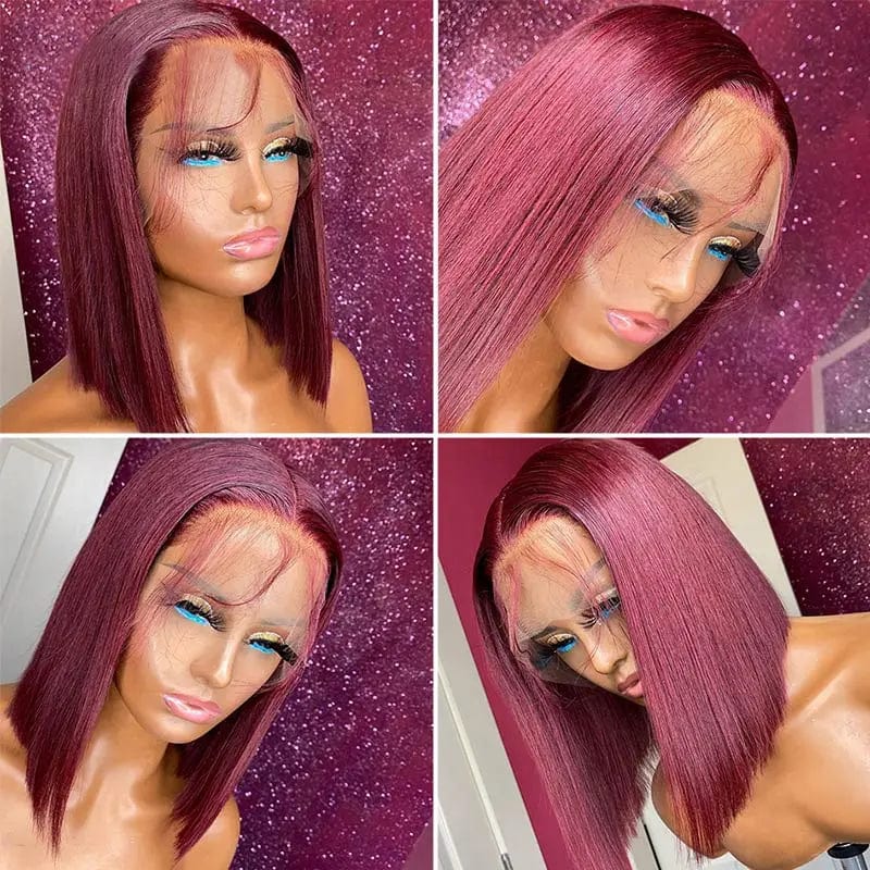 99J Red Burgundy Lace Front Human Hair Wigs