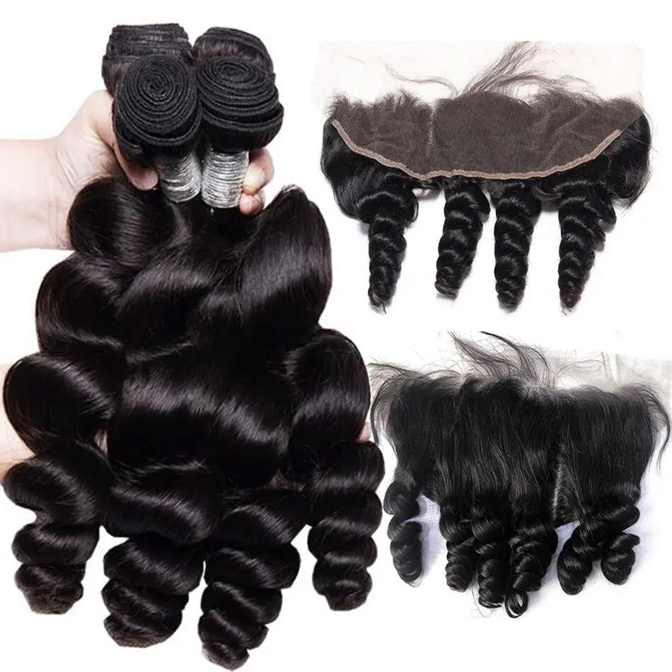 12A Loose Wave Bundles With Frontal - SN Wigs & More