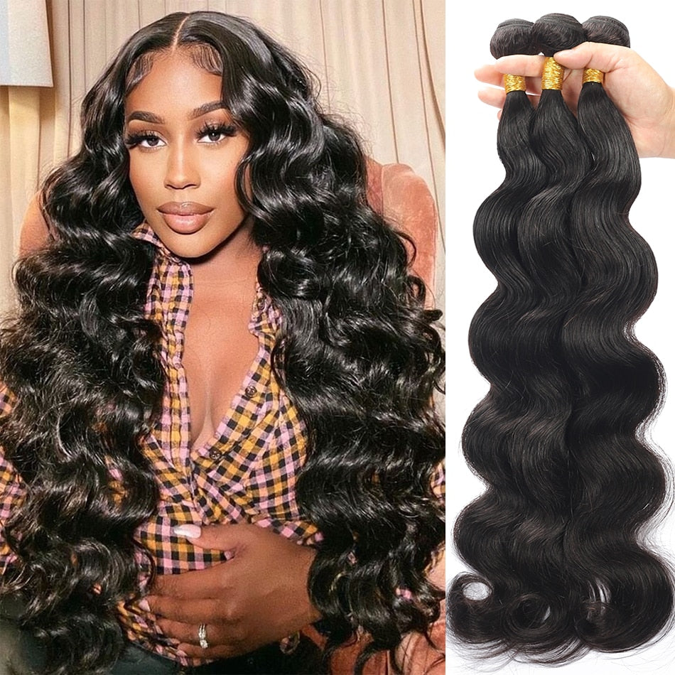 Body Wave Bundles 30 Inch Bundles 100% Human Hair Extensions Top Quality Raw Indian Hair Weave Bundles Remy Hair 1/3/4 PCS - SN Wigs & More