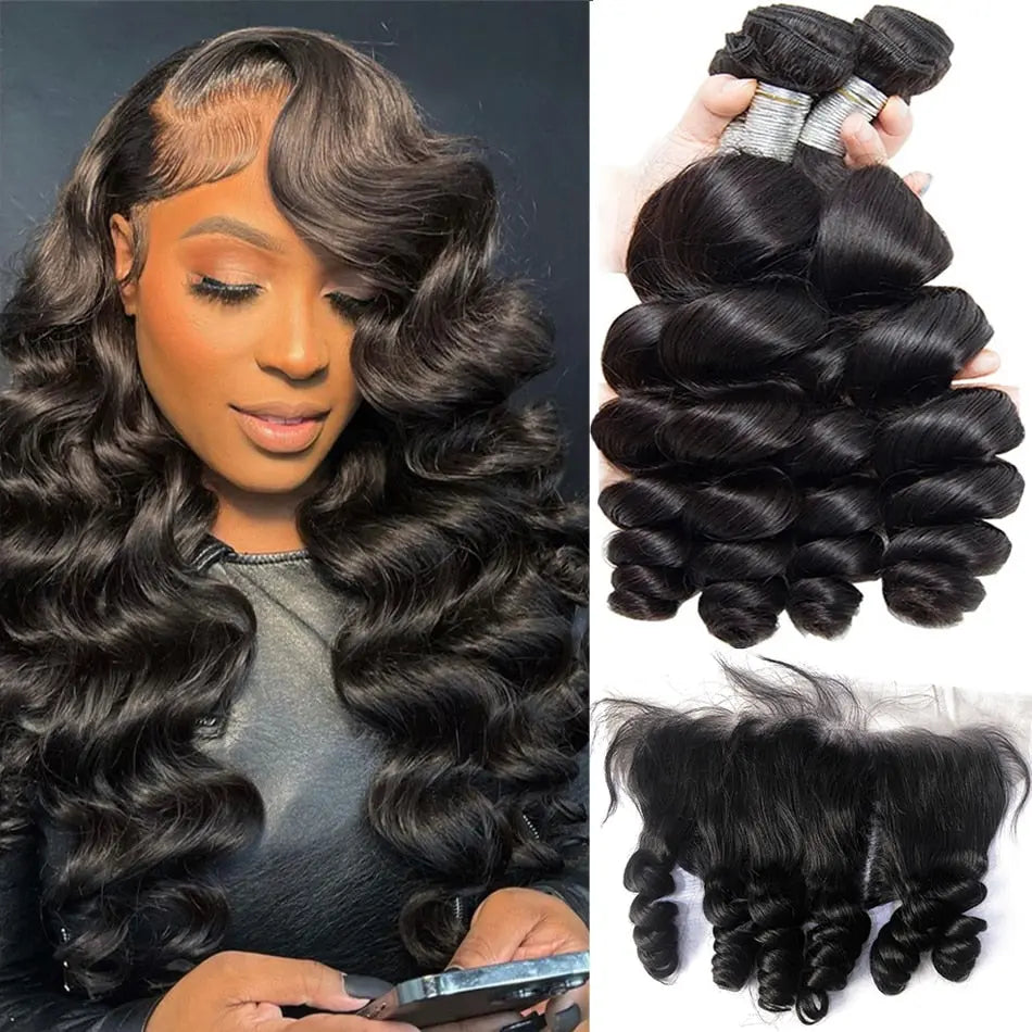 12A Loose Wave Bundles With Frontal - SN Wigs & More