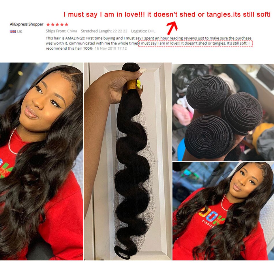 Body Wave Bundles 30 Inch Bundles 100% Human Hair Extensions Top Quality Raw Indian Hair Weave Bundles Remy Hair 1/3/4 PCS - SN Wigs & More