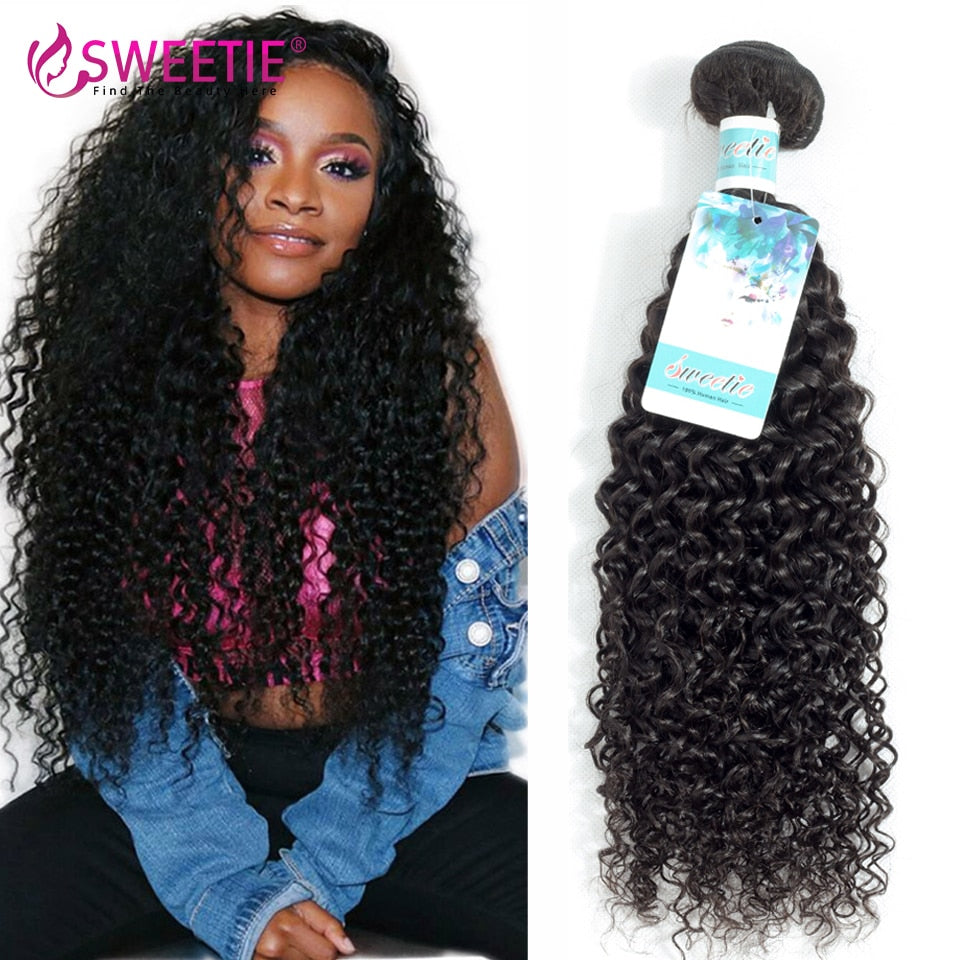 Sweetie Brazilian Kinky Curly Hair Bundles 3/4 Pcs Remy Human Hair Weave Bundles 30Inch Natural Color Jerry Curl Hair Extension - SN Wigs & More