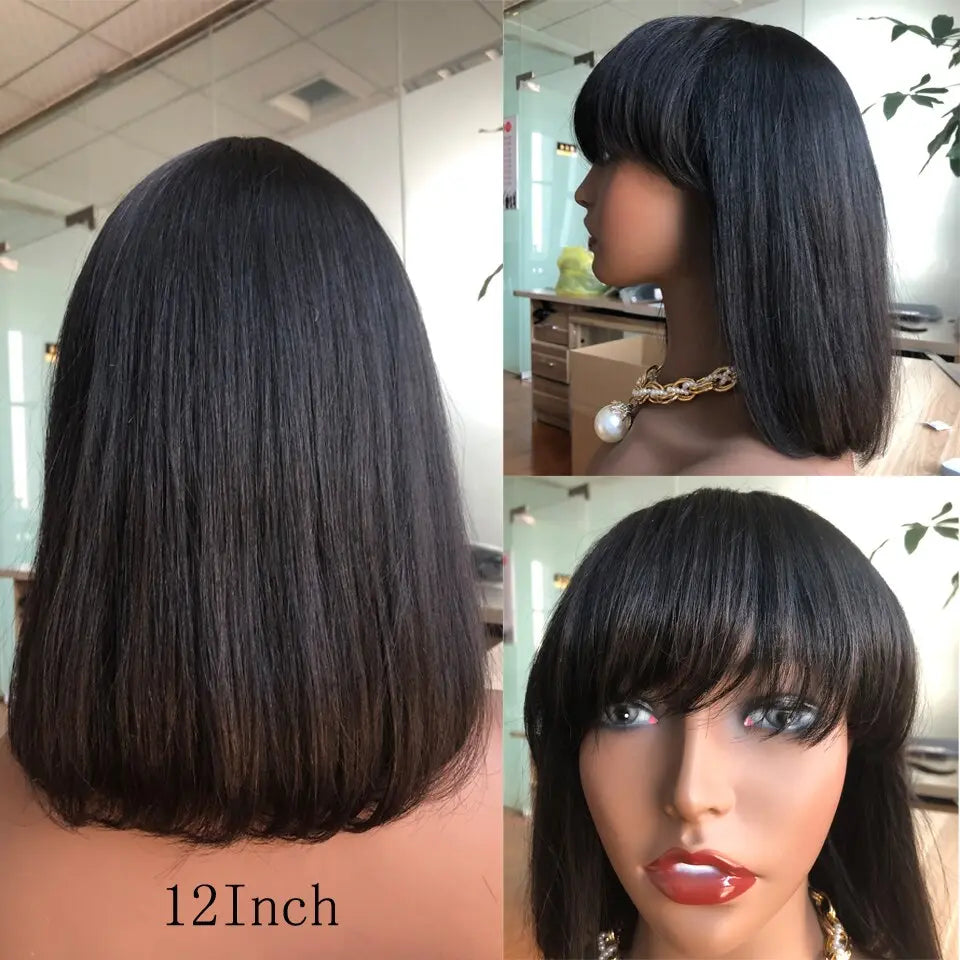 Bob Wig With Bangs Straight Headband - SN Wigs & More