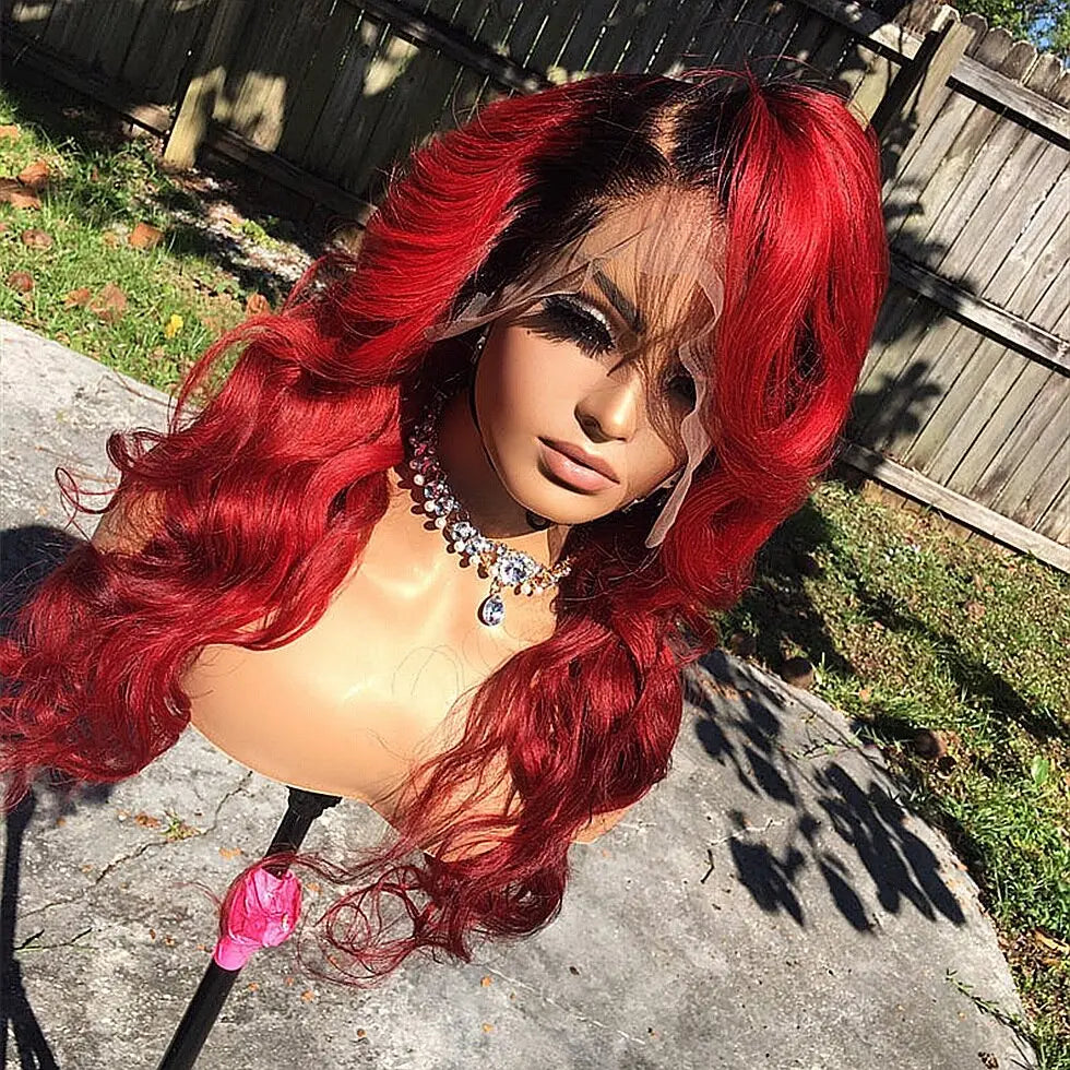 Body Wave Ombre IB red Lace Front Wig - SN Wigs & More