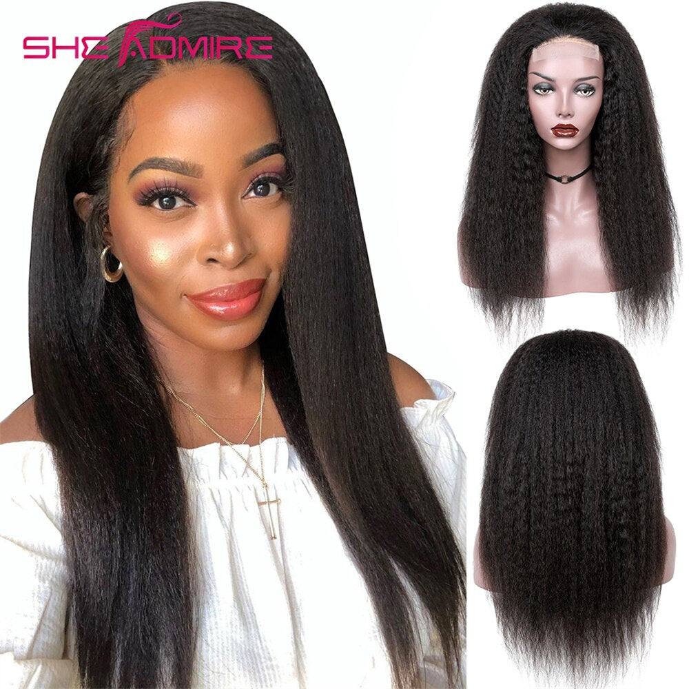 Transparent Kinky Straight 5x5 Lace Closure Wig Sale She Admire Indian Remy Human Hair Wigs for Black Women HD Yaki Straight Wig - SN Wigs & More