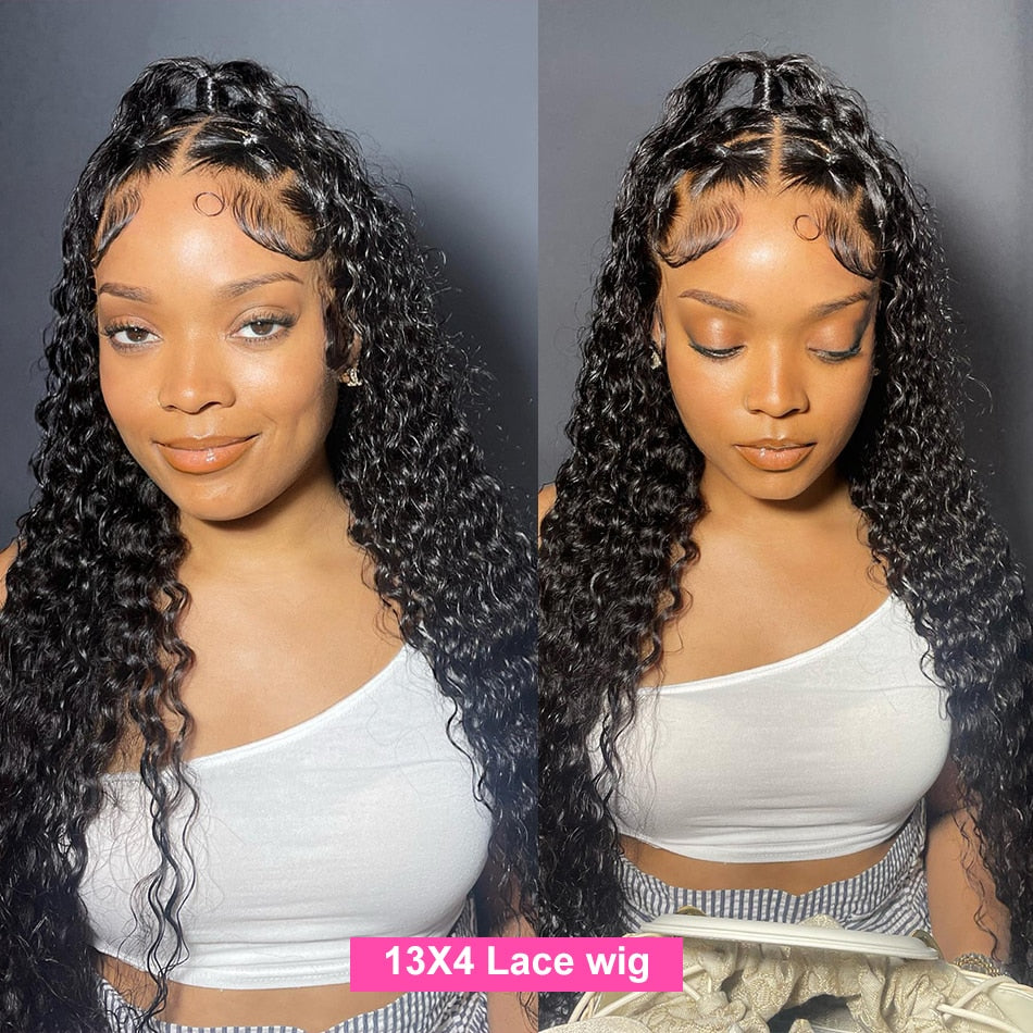 Luvin 180 Density 32 40 inch Deep Wave 13x4 Lace Frontal Human Hair Wigs Brazilian Remy Loose Water Curly Front Wig For Women - SN Wigs & More