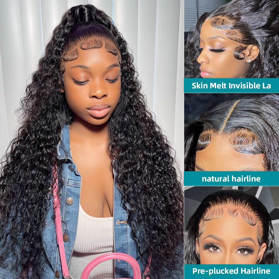 Rosabeauty 30 40 Inch Deep Wave HD Transparent 13X6 Lace Frontal Wig 13X4 Front Glueless Wig 250% Curly Brazilian Human Hair - SN Wigs & More