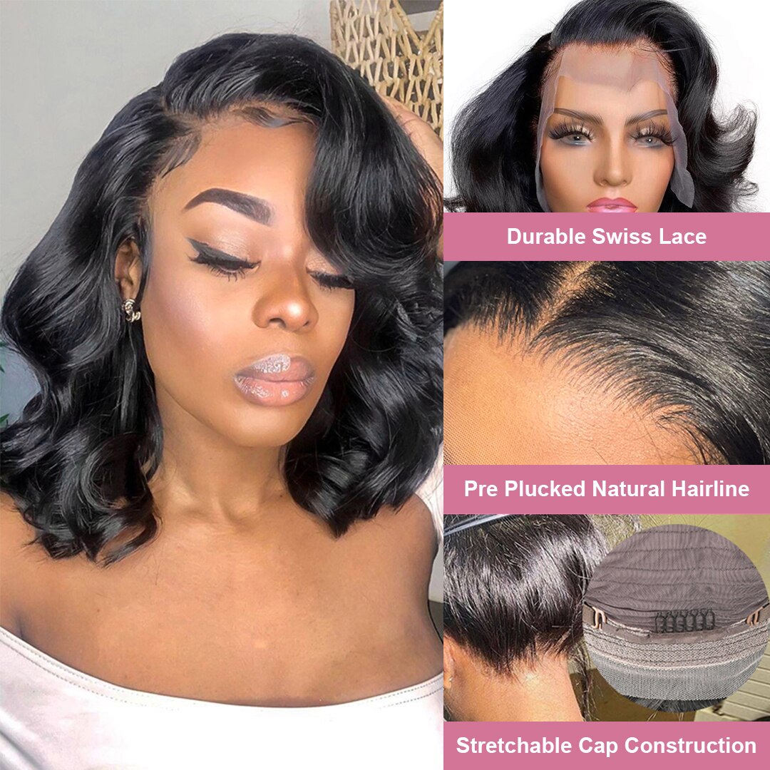 Short Body Wave Lace Front Bob Wig Water Wave Human Hair Wig Brazilian 5x1 T Part Wet And Wavy Human Hair Wigs For Black Women - SN Wigs & More